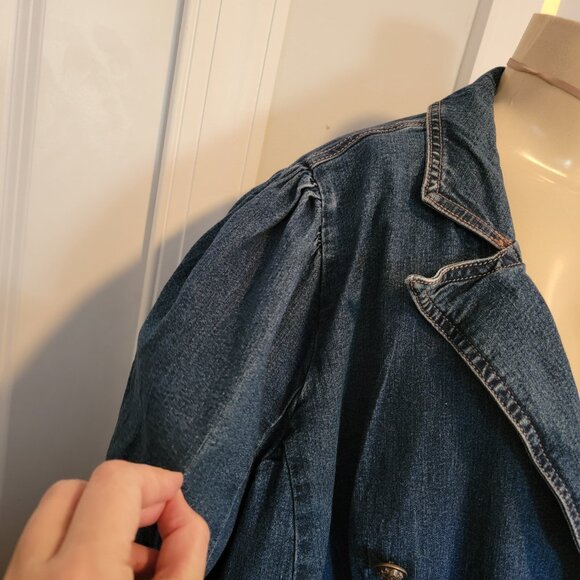 Est. 1946 Nautical Style Puff Shoulder 1980's Relaxed Fit Denim Jacket - Picture 6 of 14